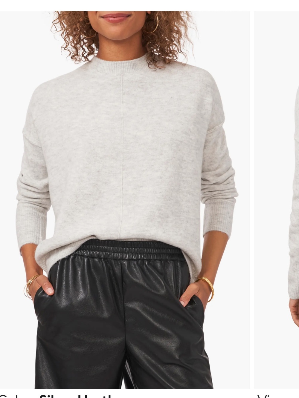 Vince Camuto Exposed Seam Crewneck Grey Sweater